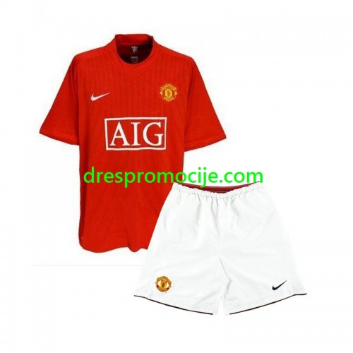 Manchester United 2007 Dres Retro Dječji Domaći Kratkih Rukava Manchester United 2007 Dres Retro Dječji Domaći Kratkih Rukava
